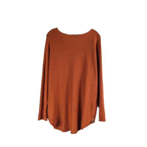 Michael Kors Tunic Brown Sweater with Zip Details Size L Cotton Blend NWT! - Picture 2 of 11